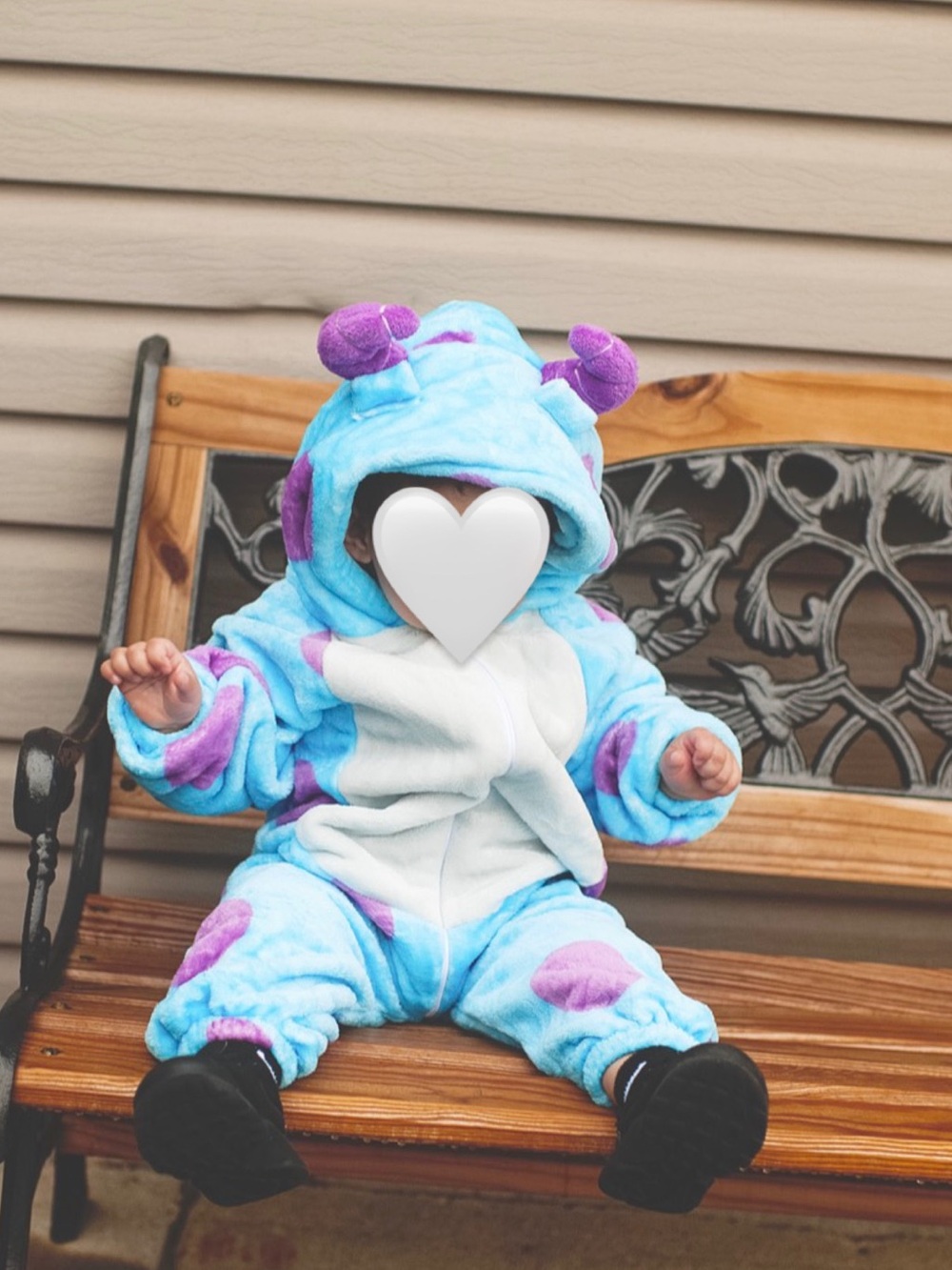 Blue and Purple Plush Baby Monster Onesie costume